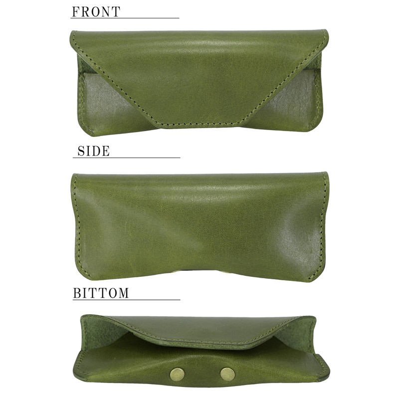 BlissLeather Glasses Case, Luxury Genuine Leather, Made in Japan, green