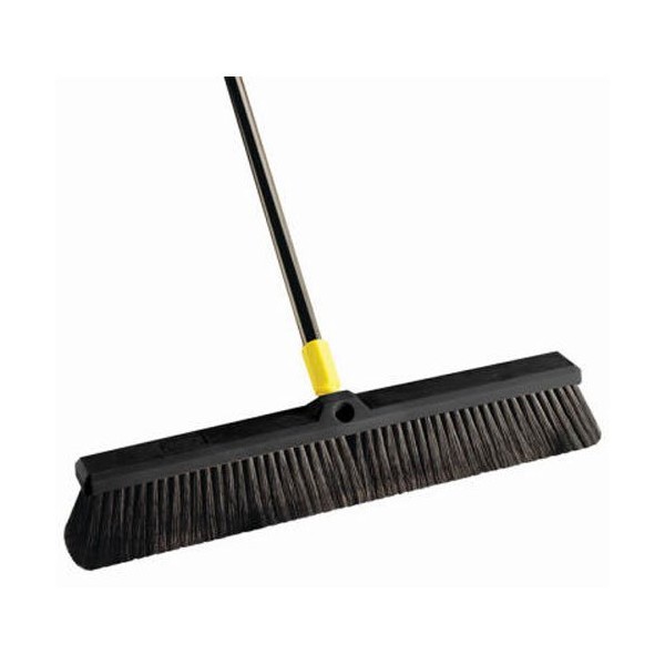 Quickie Bulldozer Smooth Surface Push Broom 24 inch, Black, Sweep and Clean Tile/Sealed Concrete/Other Hard Flooring, Indoor/Outdoor Use, Heavy Duty Cleaning (533)