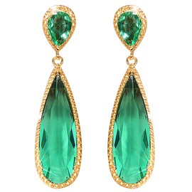 Aheli Green Crystal Studded Gold Plated Dangle Earrings Fashion Jewellery Gift Women