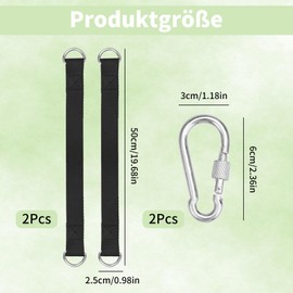HARY Hammock Attachment Set of 2 with Carabiners D Ring Swing Suspension Stainless Steel Swing Attachment and Polyester Swing Suspension for Tree Floating Chair
