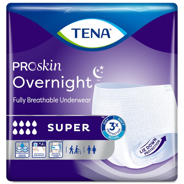 TENA ProSkin Overnight™ Super Protective Incontinence Underwear, Heavy Absorbency, Unisex, Medium, (56 Total - 4 Packs)