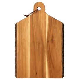 Acacia Wood Charcuterie Board with Handle – 17x11 Rustic Serving Tray for Bread, Cheese & Appetizers