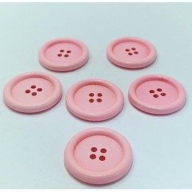 MajorCrafts® 12pcs 30mm 4 Holes Large Round Wooden Sewing Buttons Needlework Embellishments (Light Pink)
