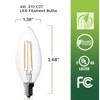 Bioluz LED 4W Filament Candelabra Bulb, E12 Base High Efficiency