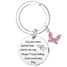 Travel Safely Keychain Safe Travels Presents for Women Travelling Gift Pilot Flight Attendant Gifts Christmas Birthday Gifts for Traveler