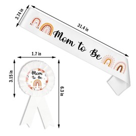 PATICARRY Rainbow Boho Theme Mom to Be Sash and Daddy to Be Tinplate Badge Pin for Baby Shower Decorations,Welcome Baby, Gender Reveal Decorations, New Mom Gifts for Baby Celebration