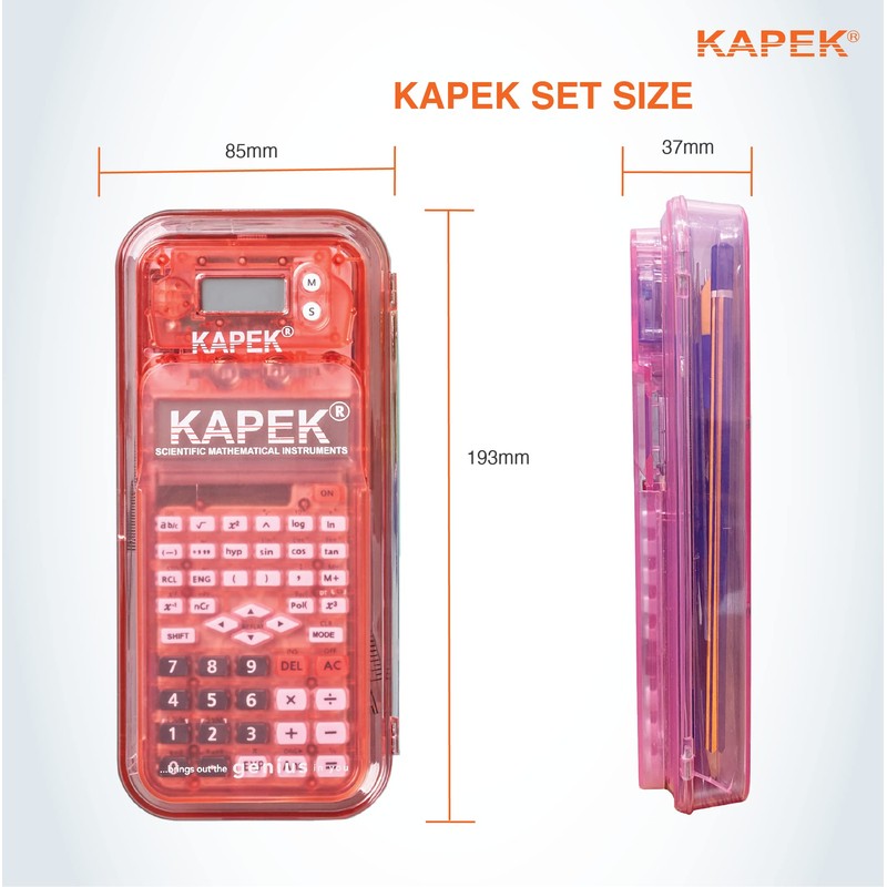 KAPEK Scientific Calculator + Math Set for Schools | 2-Line