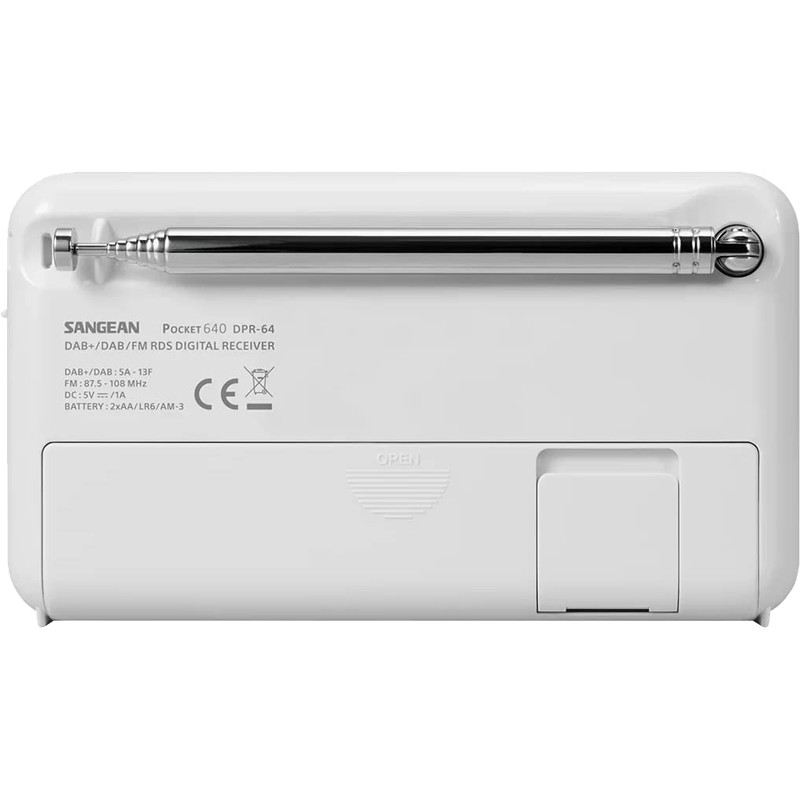 Sangean DPR-64 DAB/FM Compact Radio, White/Grey
