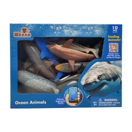 WENNO OCEAN Sea ANIMALS 10 PCS Sharks Dolphin Killer Whale Turtle Toys AR Games