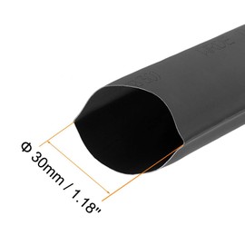 TOP-VIGOR 30mm Heat Shrink Tubing, 2M Length Heat Shrink Sleeving, 2:1 Ratio Heat Shrink Tube for Electrical Insulation, Repairs, Wrap Cable, Wire Connectors, Black