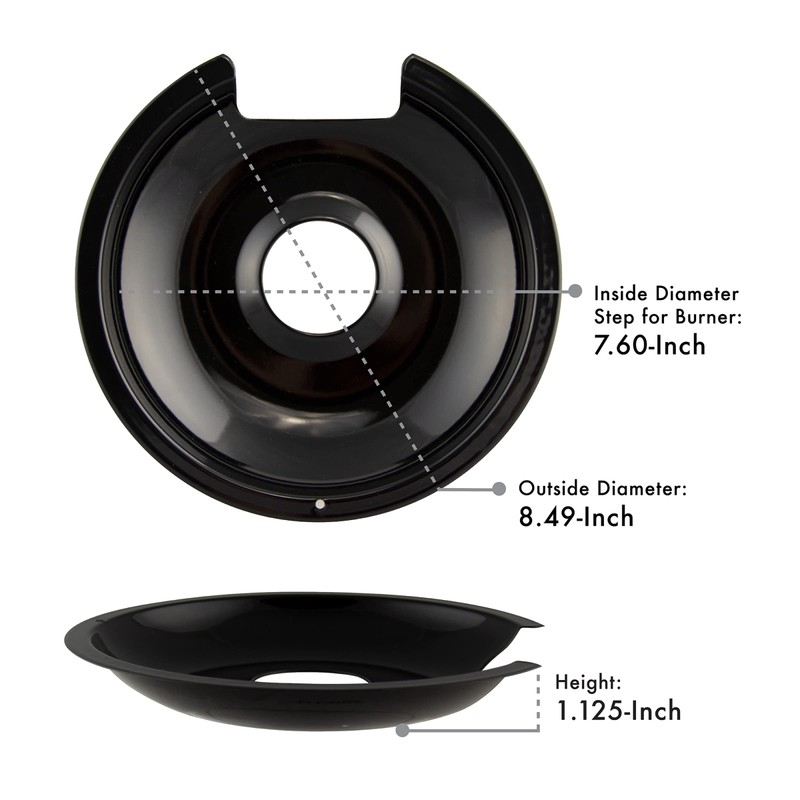 Range Kleen P1056RGE8 Style D Black Porcelain 4-Pack Drip Pans
