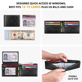 RUNBOX Wallet for Men and Women Slim Rfid Leather 2 ID Window With Gift Box
