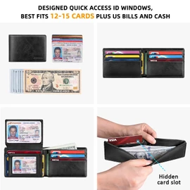 RUNBOX Wallet for Men and Women Slim Rfid Leather 2 ID Window With Gift Box