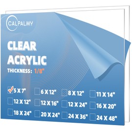 CALPALMY (2-Pack) 5 x 7” Clear Acrylic Sheet Plexiglass – 1/8” Thick; Use for Craft Projects, Signs, Display Cases, Sneeze Guard and More; Cut with Cricut, Engraver, Saw or Hand Tools – No Knives