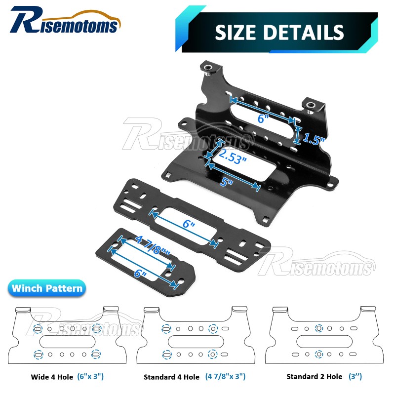 RI UTV Steel Winch Mounting Bracket For Polaris Ranger Crew