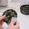 Famame 6 Pcs Gold Bee Seamless Leather Coasters for Drinks