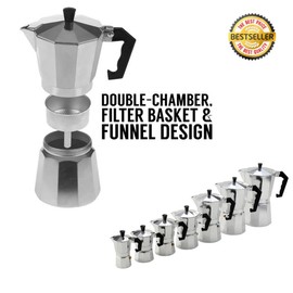 Baukon Aluminum Italian Espresso Coffee Stovetop Maker Pot Percolator (3 Cup / 150 ml)