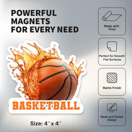 Basketball Magnet 4 inch 2 Pack Vinyl for Fun Sport Souvenir Gift Refrigerator Fridge Dishwasher ID44999