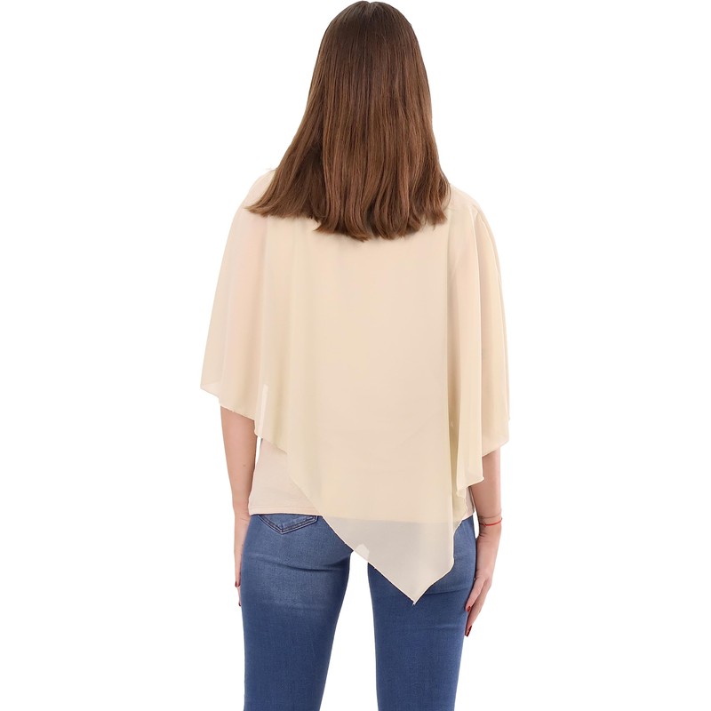 Malito Women's Chiffon Blouse - Concealing Bat Shirt - Asymmetric