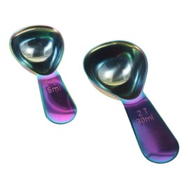 2Pcs Stainless Steel Coffee Scoop 1 tbsp and 2 tbsp Measuring Coffee Spoons Rainbow Tablespoon, Short Handled Powder Spoon for Small and Large Jars Home Kitchen Supplies