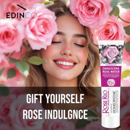 Edinco Rose-Rio Natural Toothpaste - Fluoride-Free & Homeopathic - No SLS or Microplastics - Sea Minerals, Rose, Lavender - for Dry Mouth, & Gum Health (3 Packs, Rose Indulgence)