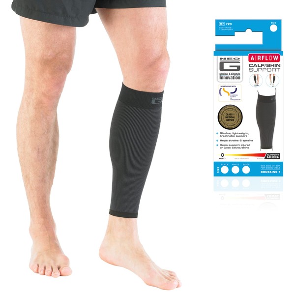 Neo-G Calf Support for Running, Sports, Daily Wear– Shin support for Pain Relief from Calf Injury, Strains, Sprains, Weak Calves – Shin Splints Support - Calf Compression Sleeve Men Women - L
