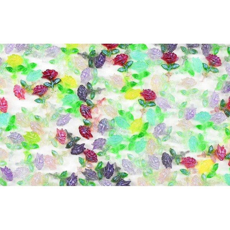 HOMICO 200 Pieces Tiny Rose Decor for Dollhouse Mini Resin