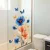 Blue Flower Wall Decals Peel and Stick Gold Peony Floral