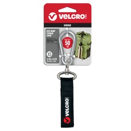 VELCRO Brand VEL-30196-USA Easy Hang Strap with Carabiner Clip Attach Water Bottles and Accessories to Bikes, Bags and more. Organization for Garden, Shed, RV. Extra Small-1Pk, Black