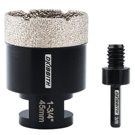 DKIBBITH 1-3/4'' Diamond Hole Saw, Vacuum Brazed Core Bit for Granite Tile Quartzite Marble Concrete Porcelain Ceramic Stones with 5/8-11 Thread Angle Grinders and 3/8” Hex Shank Electric Drills