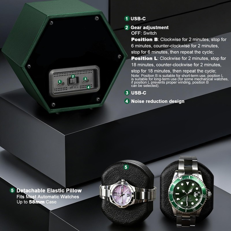EREBUSE Single Watch Winder for Automatic Watches Ultra-Quiet Japanese Motor,