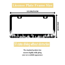 KDQEP 2Pcs Coniferous Forest Bigfoot License Plate Frame,Rock Black Cool License Plate Frame,Rust-Proof Waterproof Stainless Steel 2 Hole License Plate Holder for Men Women 12.2 X 6 Inch