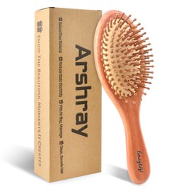 Arshray Natural Red Eucalyptus Bamboo Paddle Hairbrush for Women,Reduces Static Electricity,Has Air Holes in the Middle of the Comb,and Handles Tangled,Dry and Tangled Hair