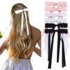 6Pcs Hair Bow Ribbon for Women Girls Black White Tassel