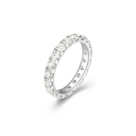 DIAMONLITE 2 Ct Moissanite Wedding Band for Women, 3mm 925 Sterling Silver Eternity Stackable Engagement Ring Anniversary Band, Brilliant Cut Moissanite Stimulate Diamond Ring for Women, Size 6.5