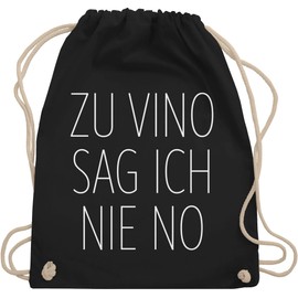 Shirtracer - Gym Bag Backpack - Sayings Statement with Saying - Zu Vino Sag ich nie No Weiß, 01 black