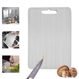 Titanium Cutting Boards Stainless Titanium Cutting Board for Kitchen Dishwasher Safe Double-Sided Titanium Metal Board Cutting Meats, Fruits And Vegetables Home Outdoor Camping Mears 3 Sizes (Medium)