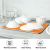 Kigai Orange Dotted Line Dish Drying Mat, Microfiber Absorbent Drying