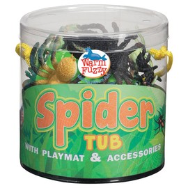 WARM FUZZY Toys Educational Toys for Kids - Full Case 12 Tub with Assorted Spider Figurines - Each Tub Includes 17”x12” Plastic Playmat for Prize Box, PTA Carnival or School Fundraisers