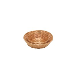 Genware PWB-7R PolyWicker Round Basket, 7 inches Diameter, 2 inches Deep