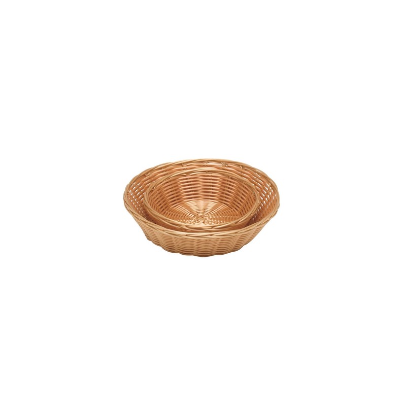 Genware PWB-7R PolyWicker Round Basket, 7 inches Diameter, 2 inches