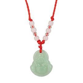 kelistom Buddha Pendant Necklace for Women Men Adjustable Red Rope Chain Necklace Green White Gold Buddha Head Good Luck and Protection