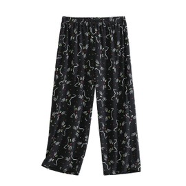 PNAEONG Women's Capri Pajama Pants Lounge Causal Bottoms Fun Print Sleep Pants Black Cats,XL