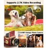 EJXHKNF Vintage Digital Camera, 64MP 2.7K Retro Point and Shoot