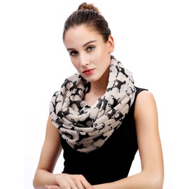 Lina & Lily Labrador Dog Print Women's Infinity Scarf Lightweight, Gift for Dog Lover (Khaki)