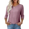 OFEEFAN Womens Tops 3/4 Sleeve Round Neck Eyelet Embroidery Loose