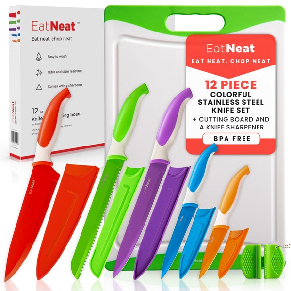 EatNeat 12-Piece Knife Set – Chef, Bread, Carving, Utility &