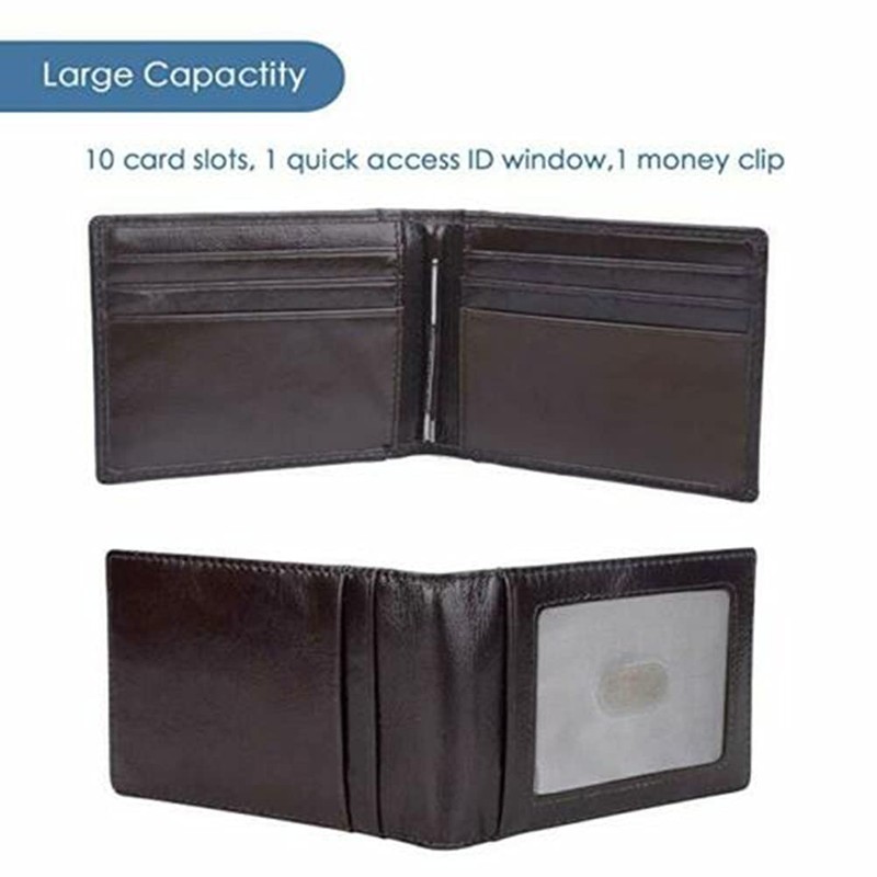 Rswsp RFID Men's Leather Slim Bifold Money Clip Wallet Front