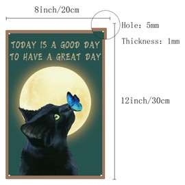 CREATCABIN Black Cat Decor Vintage Retro Blechschild Metalldekor Schmetterling Mond Wandkunst Plakette Eisenmalerei Poster Dekoration 20x30cm-Heute Ist EIN Guter Tag,Um Einen Tollen Tag Zu Haben