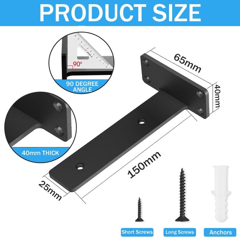 2 Pack Metal Shelf Brackets 20 cm,Heavy Duty Wall Shelving